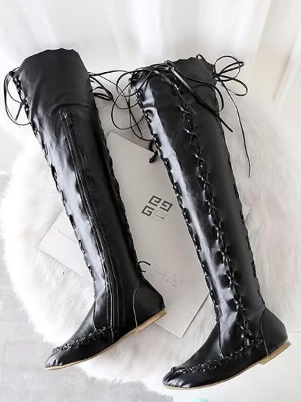 Lace Up Thigh High Boots